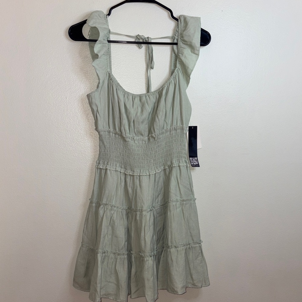 Trixxi Women's Light Sage Ruffle Strap Sundress